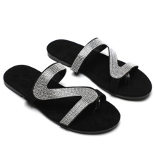 2020 woman shoes summer slippers women casual crystal diamond cheap shoes lady shoes big size flat sandals slipper